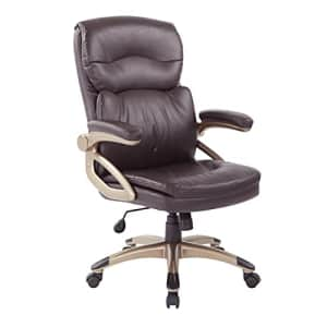 Office Star ECH Series Bonded Leather Executive Chair with Lumbar Support and Padded Flip Arms, for $227