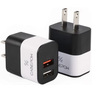 Cabepow 12W USB Wall Charger 2-Pack for $6