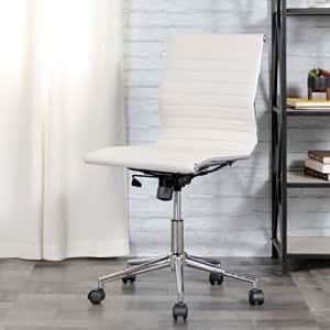 Flash Furniture Mid-Back Armless White Ribbed LeatherSoft Swivel Conference Office Chair for $137 Flash Furniture Mid-Back Armless White Ribbed LeatherSoft Swivel Conference Office Chair for $137