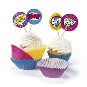 Fun Express - Superhero Girl Cupcake Wrappers W/Picks for Birthday - Party Supplies - Serveware & for $24