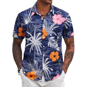 Coofandy Men's Hawaiian Floral Shirt for $10