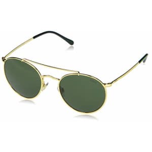 Polo Ralph Lauren Men's PH3114 Round Sunglasses, Shiny Gold/Bottle Green, 51 mm for $121