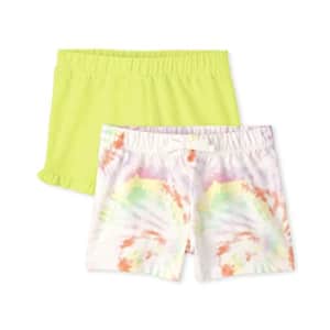 The Children's Place 2 Pack Girls Pull On Fashion Shorts, RIPEBANANA, Large (10/12) for $13