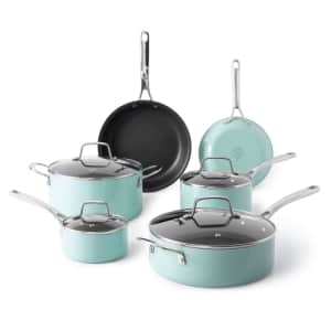 Martha Stewart Lockton Premium Nonstick 10 Piece Enamel Heavy Gauge Aluminum Pots and Pans Cookware for $87