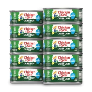 Chicken of the Sea Chunk Light Tuna in Water 5-oz. Can 10-Pack for $7.57 via Sub & Save