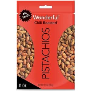 Wonderful Pistachios No Shells Chili Roasted 11-oz. Bag for $8.54 via Sub. & Save Wonderful Pistachios No Shells Chili Roasted 11-oz. Bag for $8.54 via Sub. & Save
