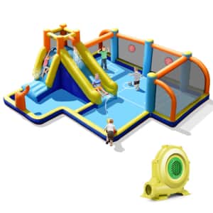 Soccer-Themed Inflatable Water Slide w/ Blower for $309