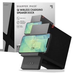 Sharper Image Wireless Charging Stand w/ Bluetooth Speaker for $40 Sharper Image Wireless Charging Stand w/ Bluetooth Speaker for $40
