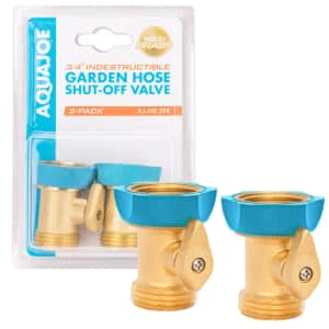 Aqua Joe Indestructible 3/4" Brass Hose Shut-Off Valve 2-Pack for $7