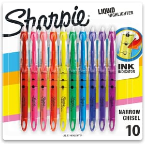 Sharpie Chisel Tip Liquid Highlighter 10-Pack for $12