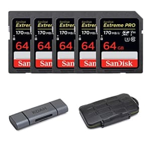 SanDisk 64GB Extreme PRO 170MB/s UHS-I SDXC V30 Memory Card (5-Pack) with Koah PRO Rugged Memory for $100 SanDisk 64GB Extreme PRO 170MB/s UHS-I SDXC V30 Memory Card (5-Pack) with Koah PRO Rugged Memory for $100