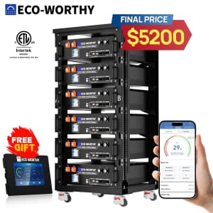 Eco-Worthy 30.72kWh 48V 100AH Server Rack Lithium Battery 6-Pack with Monitor for $4,800