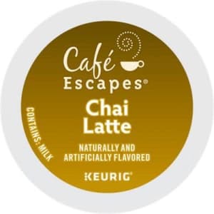 Cafe Escapes Caf Escapes Chai Latte, Single-Serve Keurig K-Cup Pods, 72 Count for $55 Cafe Escapes Caf Escapes Chai Latte, Single-Serve Keurig K-Cup Pods, 72 Count for $55