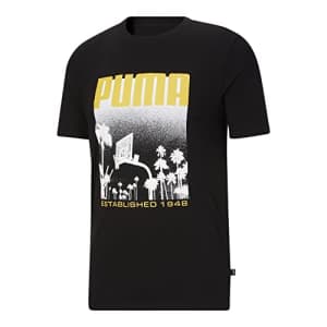 PUMA Men's Graphic Tee Shirt 1, Black 5.0, XX-Large for $20