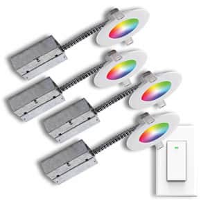 BAZZ WFKIT600 Smart Home 4-in Wi-Fi RGB LED Tunable Slim Recessed Fixture Kit, Switch Included, for $63