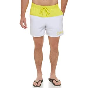 Calvin Klein Men's Standard UV Protected Quick Dry Swim Trunk, Citrina, X-Large for $13
