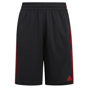 adidas Boys' Toddler Elastic Waistband Classic 3-Stripes Shorts, Black with Red, 2T for $15