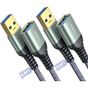 Ainope 6.6-Foot USB 3.0 Extension Cable 2-Pack for $12