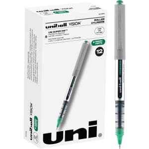Uniball Vision Elite Micro 0.7mm Fine Point Rollerball Pen 12-Pack (Green) for $8.88 via Sub & Save