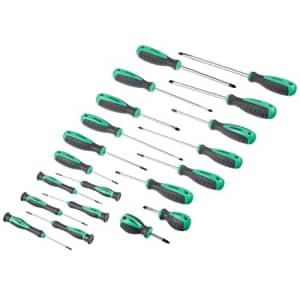 Amazon Brand - Denali 20-Piece Phillips/Star/Slotted Screwdriver Set With Cushioned Grip Handles for $17