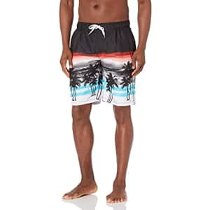 Kanu Surf Men's Mileage Swim Trunks (Regular & Extended Sizes), Seaside Black/Aqua, XX-Large for $19