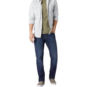 Lee Jeans Men's Performance Straight Fit Tapered Jeans for $16