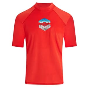 Kanu Surf Men's Standard Fiji UPF 50+ Short Sleeve Sun Protective Rashguard Swim Shirt, Windsurf Red for $17