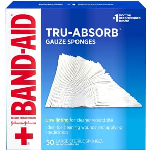 Band-Aid Tru-Absorb Gauze Sponges 50-Count Box for $6 Band-Aid Tru-Absorb Gauze Sponges 50-Count Box for $6