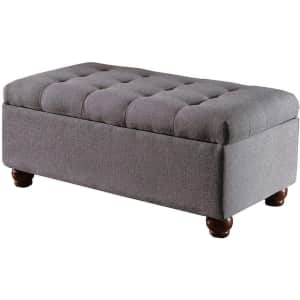 HomePop Linen Button Tufted Storage Bench w/Hinged Lid for $398