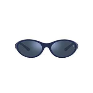 Polo Ralph Lauren Mens Ph4197u Universal Fit Oval Sunglasses, Shiny Heritage Blue/Blue Specchio, 56 for $69
