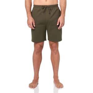 BOSS Men's Waffle Contrast Logo Lounge Shorts, Deep Olive Green for $25