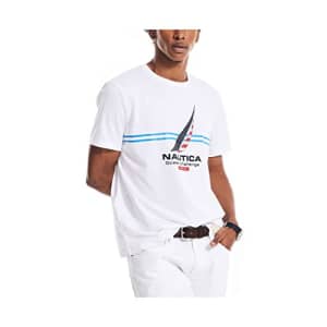 Nautica Men's Sustainably Crafted Chest-Stripe Graphic T-Shirt, Bright White, Small for $10