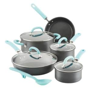 Rachael Ray Create Delicious Hard Anodized Nonstick Cookware Induction Pots and Pans Set, 10 Piece for $120