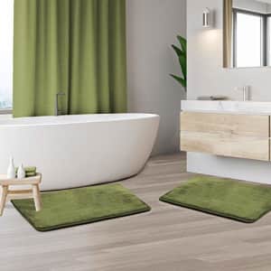 Clara Clark Memory Foam Bathrug 2 Pack Set - Sage (Green) - Bath Mat and Shower Rug Small 17" x 24" Inches, Non for $29