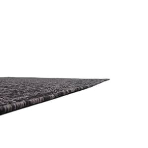 Unique Loom Outdoor Solid Collection Casual Transitional Indoor and Outdoor Flatweave Black Area for $72