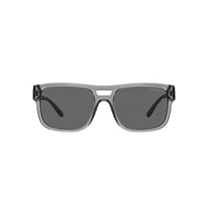 Emporio Armani Men's EA4197 Rectangular Sunglasses, Transparent Grey/Dark Grey, 57 mm for $111