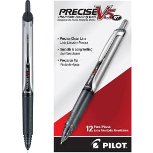 Pilot Precise V5 RT Retractable Liquid Ink Rolling Ball Pens 12-Pack for $13