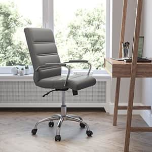 Flash Furniture Mid-Back Desk Chair - Gray LeatherSoft Executive Swivel Office Chair with Chrome for $150