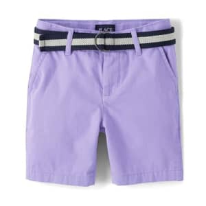 The Children's Place Boys' Belted Chino Shorts, Petal Purple, 4 for $13