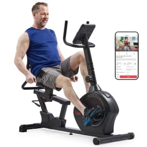 Sunny Health & Fitness Smart Recumbent Bike Exercise Machine, 350LB Weight Capacity, Non-Crank for $470