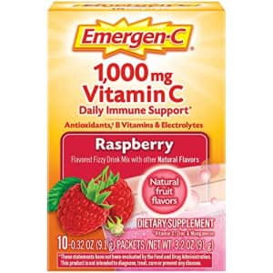 Emergen-C Dietary Supplement with 1000mg Vitamin C (Raspberry Flavor, 10-Count 0.32 oz. Packets) for $9