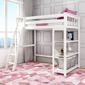 Max & Lily High Loft Bed w/ Bookcase for $480