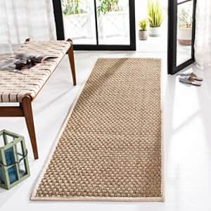 SAFAVIEH Natural Fiber Collection 2'6" x 6' Ivory NF114J Border Basketweave Seagrass Runner Rug for $68