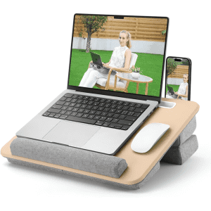 Adjustable Laptop Lap Desk w/ Cushion, Storage & Wrist Rest for $15