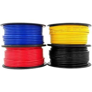 GS Power 12 Gauge Electrical Wire 100-Foot Roll 4-Pack for $12