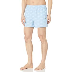 Lacoste Men's Standard Taffeta Swim Shorts, Overview/Flour, Medium for $54