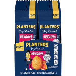 Planters Sweet and Spicy Dry Roasted Peanuts 18-Pack for $3.72 via Sub & Save