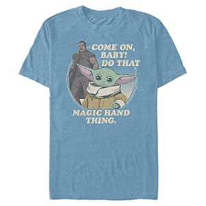 Star Wars Men's The Mandalorian Magic Baby T-Shirt, Sky Blue Heather, X-Large for $12
