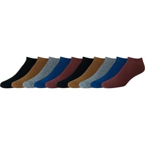 Amazon Essentials Men's Cotton Cushioned Low Cut Socks 10-Pair Pack for $13