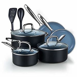 Cook N Home Ceramic Coating cookware Set, 10-Piece, Grey for $89